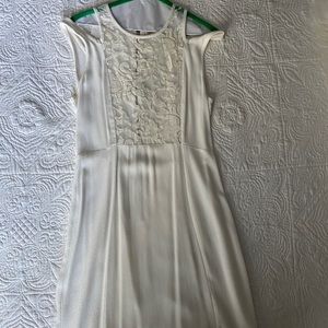 White mini dress with off the shoulder straps